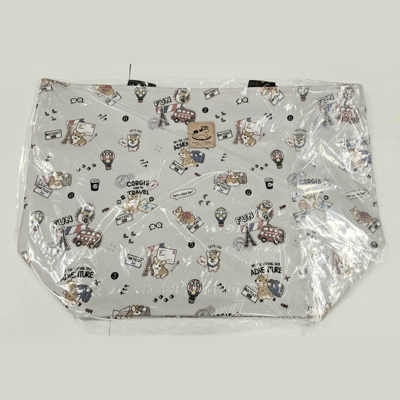 Waterproof Corgi Large Travel Tote Shoulder Bag - Picture 9 of 14